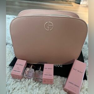 Limited edition Giorgio Armani beauty pouch in pink with deluxe freebies